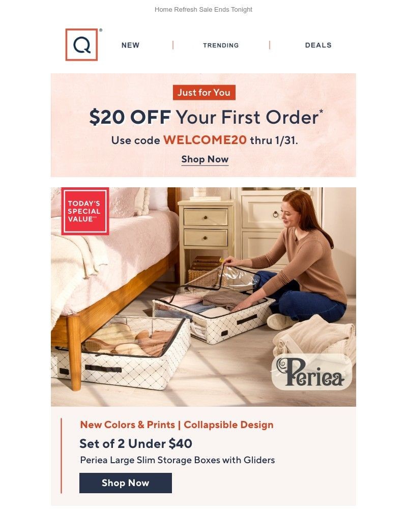 Screenshot of email sent to a QVC Newsletter subscriber