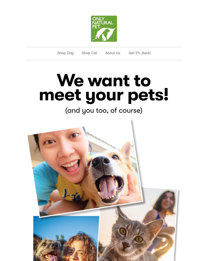 Screenshot of email sent to a Only Natural Pet Newsletter subscriber