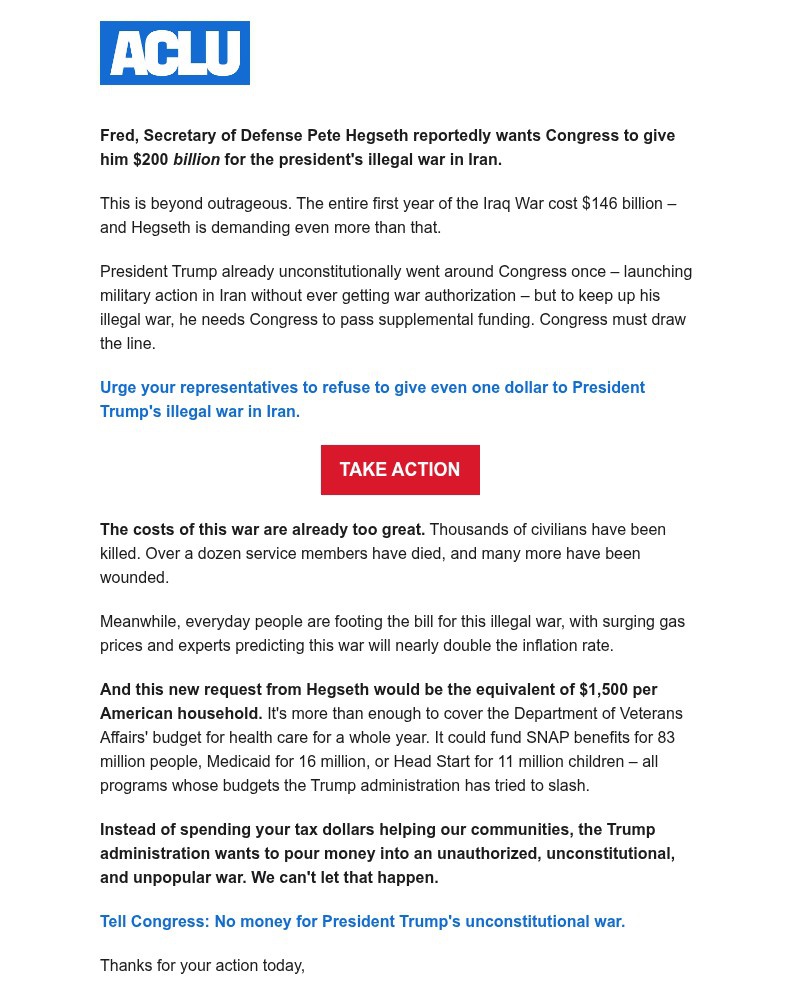 Screenshot of email with subject /media/emails/pete-hegseth-wants-200000000000-for-president-trumps-illegal-war-934cfa-cropped-afc0fe17.jpg