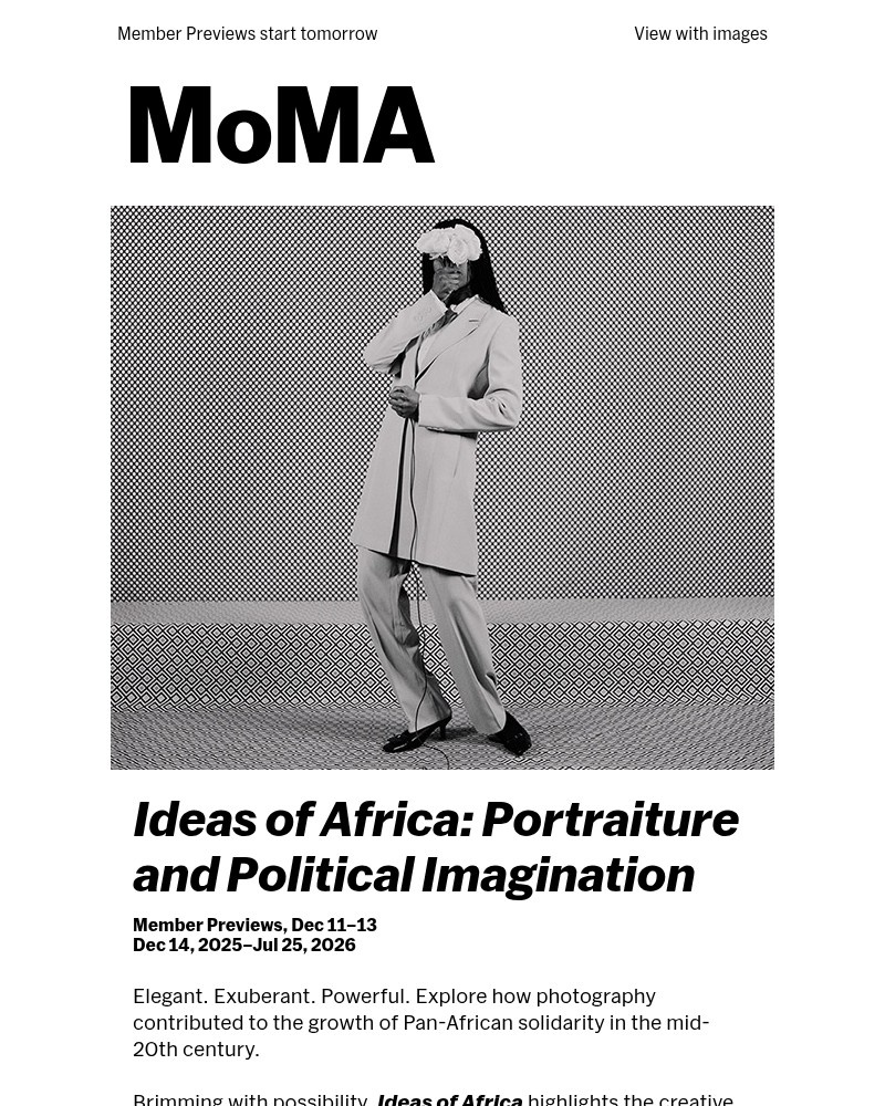 Screenshot of email sent to a The Museum of Modern Art (MoMA) Newsletter subscriber