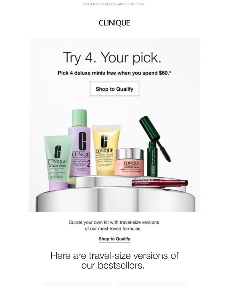 Screenshot of email sent to a Clinique Newsletter subscriber