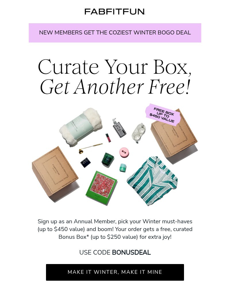 Screenshot of email sent to a FabFitFun Newsletter subscriber