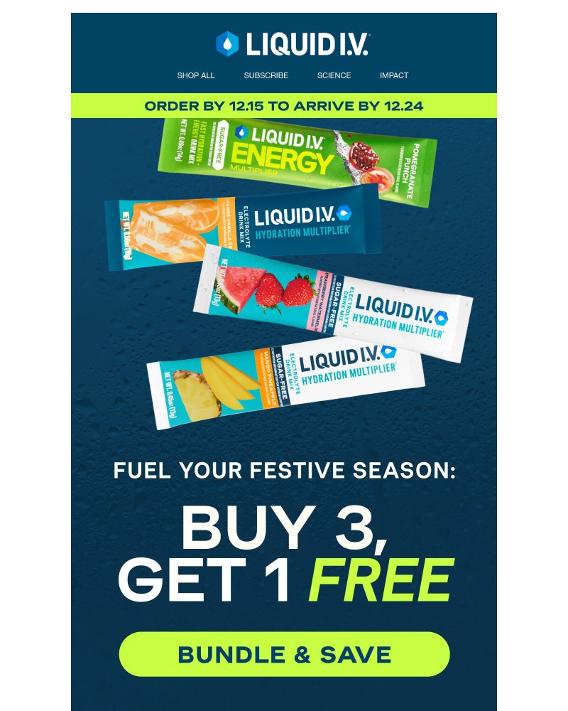 Screenshot of email sent to a Liquid I.V. Newsletter subscriber