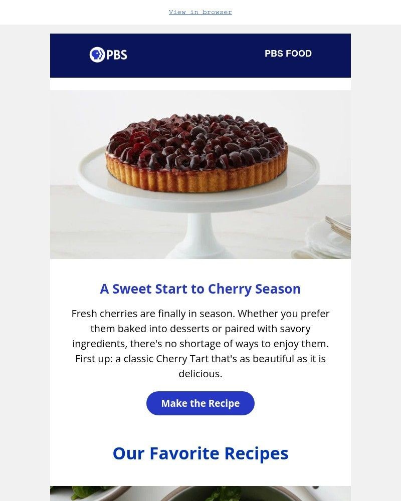 Screenshot of email sent to a PBS Newsletter subscriber