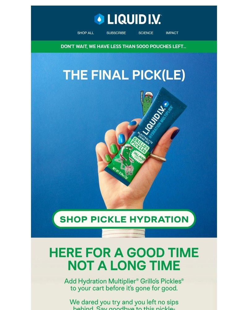 Screenshot of email sent to a Liquid I.V. Newsletter subscriber