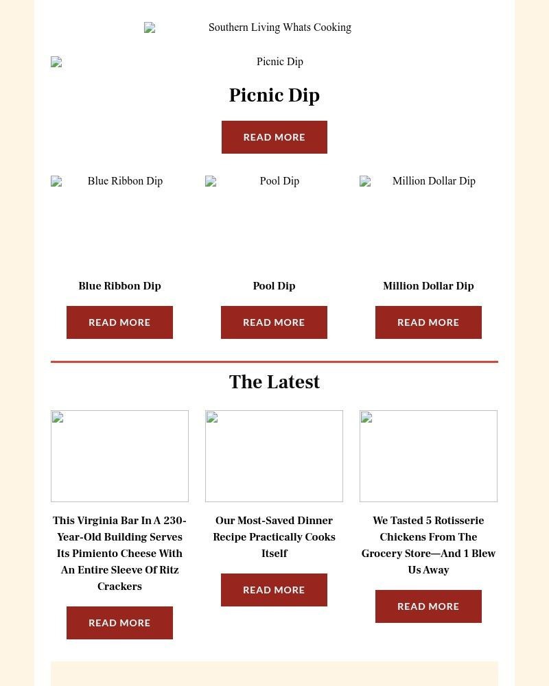 Screenshot of email sent to a Southern Living Newsletter subscriber