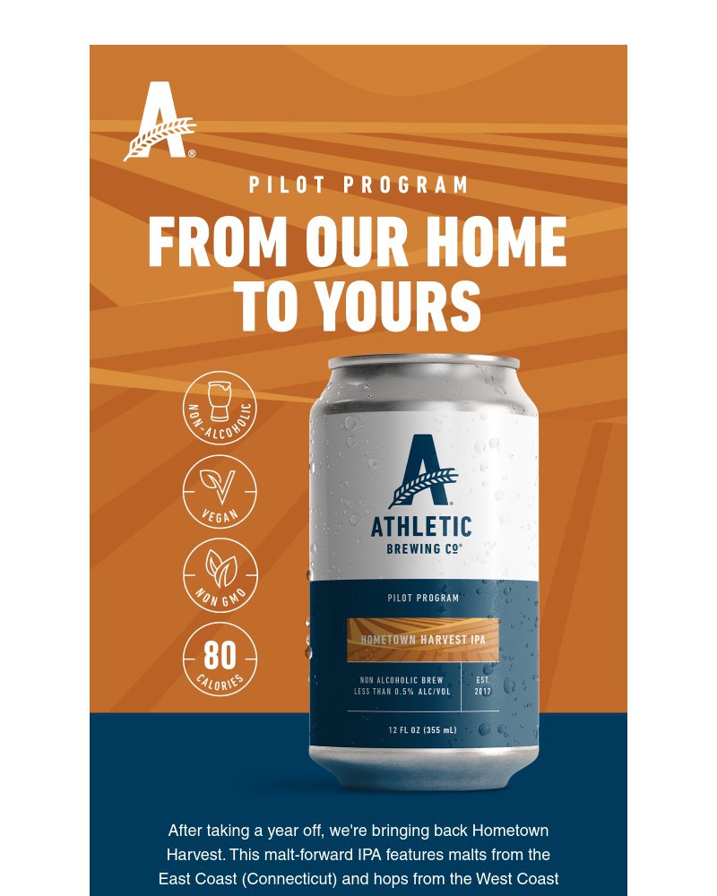 Screenshot of email sent to a Athletic Brewing Newsletter subscriber