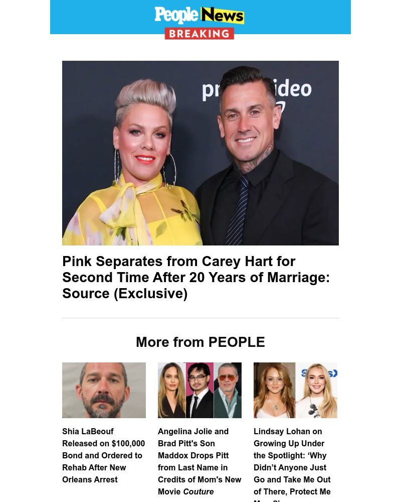 Screenshot of email sent to a People Newsletter subscriber