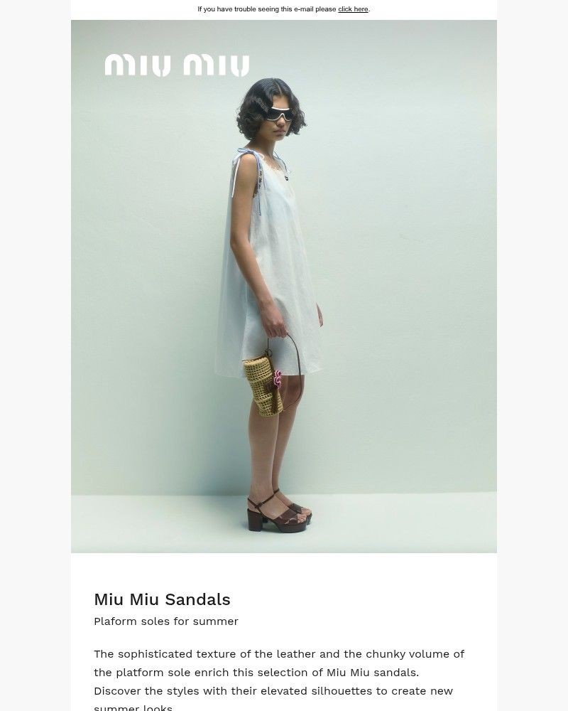 Screenshot of email sent to a Miu Miu Newsletter subscriber