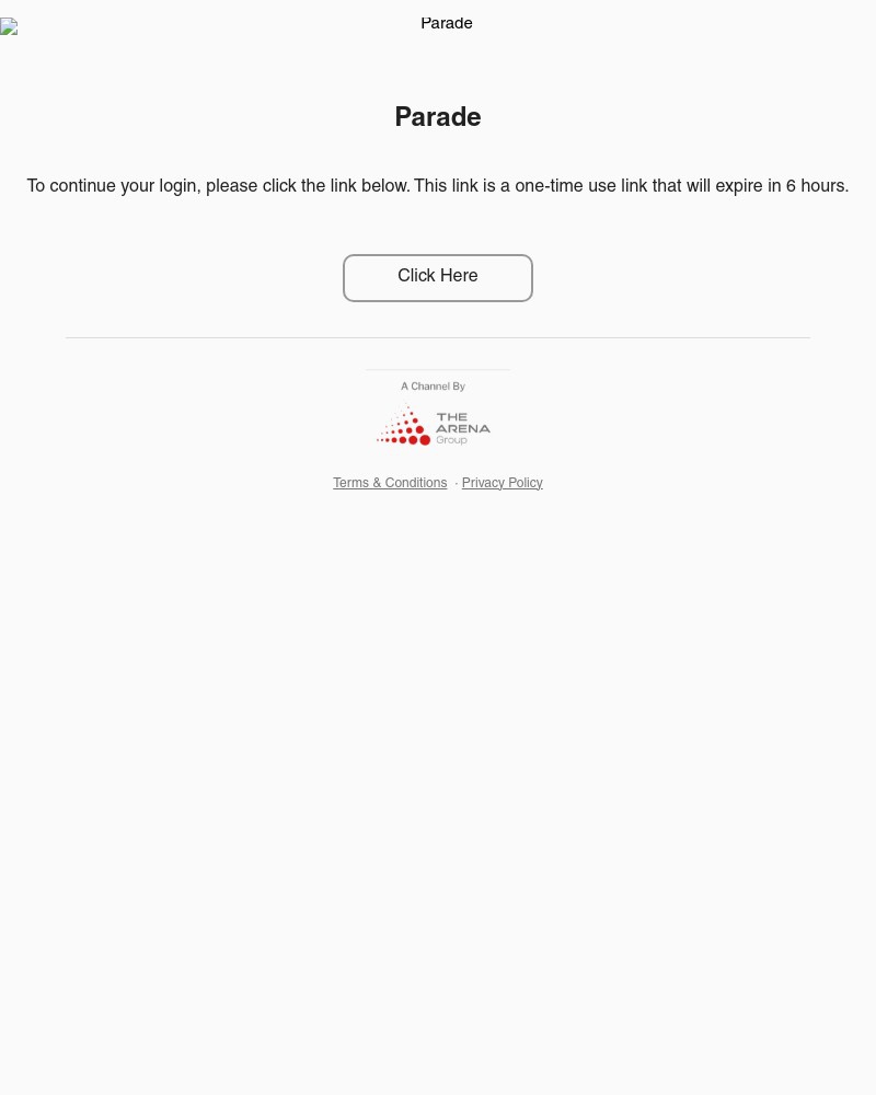 Screenshot of email sent to a Parade Newsletter subscriber