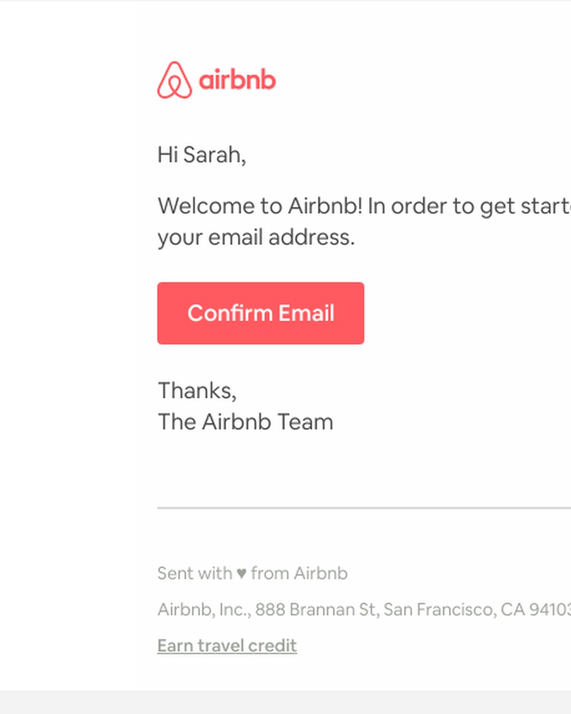 Screenshot of email sent to a Airbnb Registered user