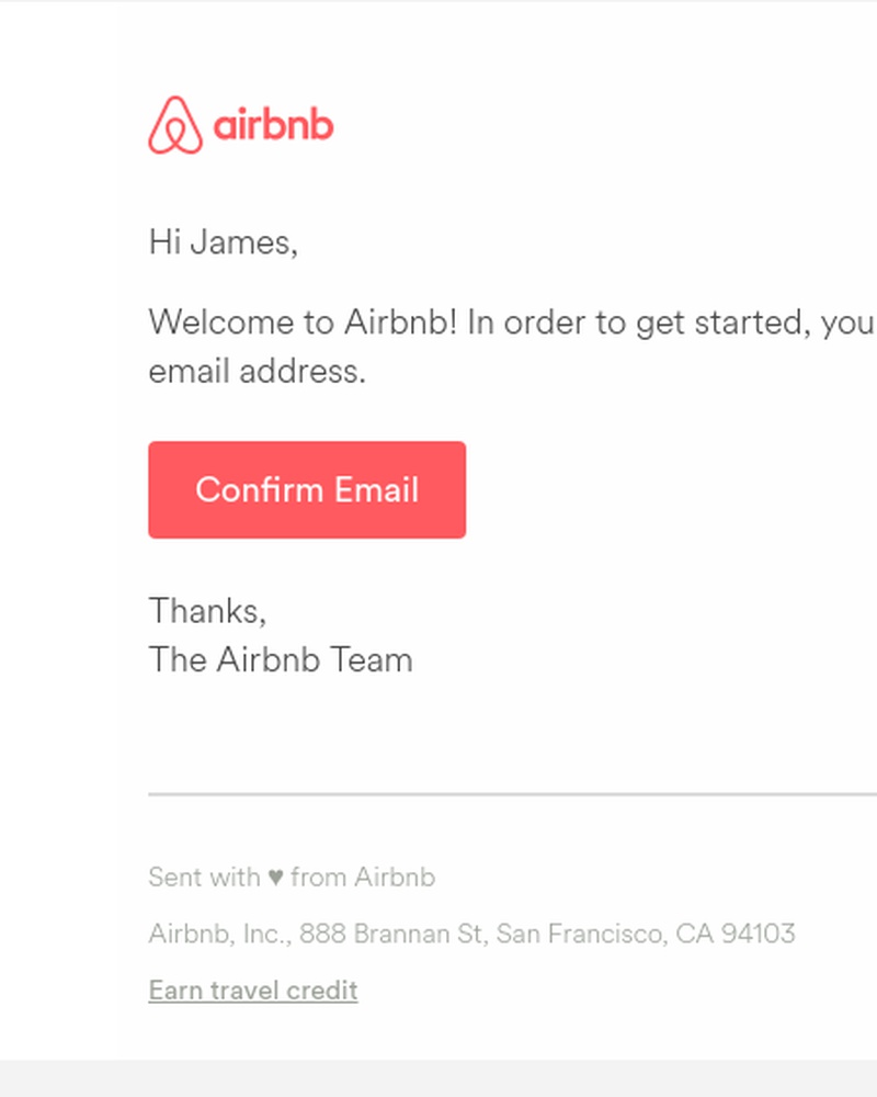 Screenshot of email sent to a Airbnb Registered user