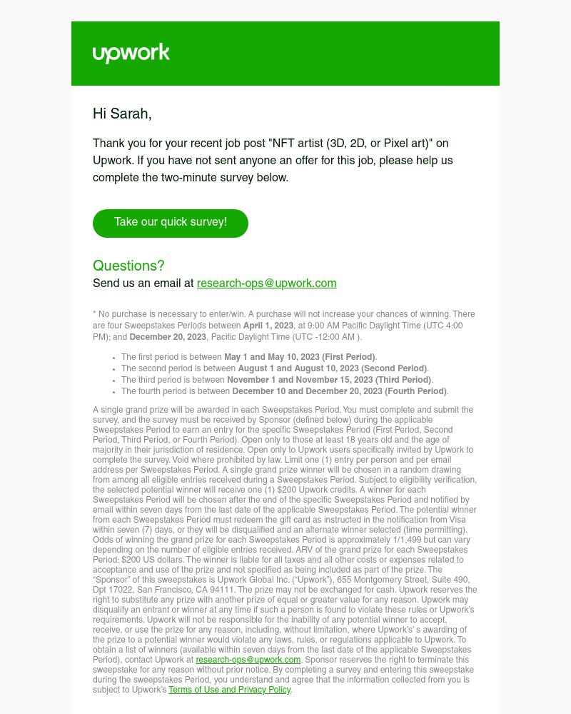 Screenshot of email with subject /media/emails/please-tell-us-about-your-recent-experience-on-upwork-24d24c-cropped-bd12039e.jpg