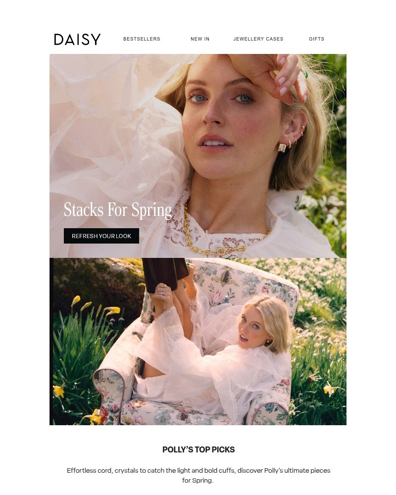 Screenshot of email sent to a Daisy Jewellery Newsletter subscriber