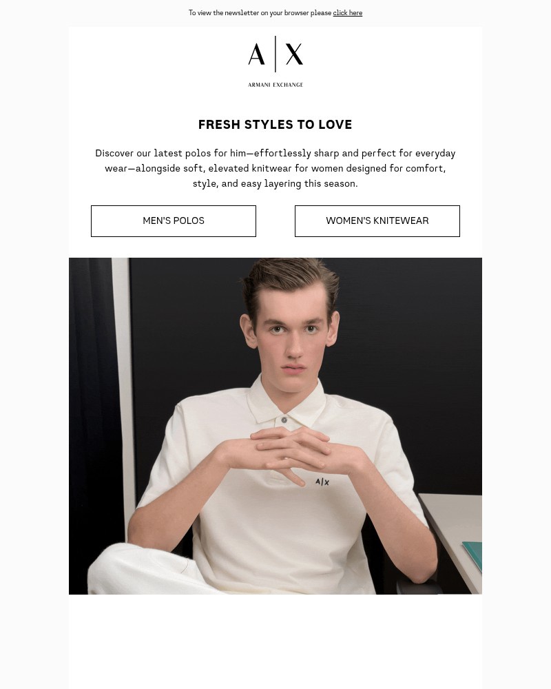 Screenshot of email sent to a Armani Exchange Newsletter subscriber