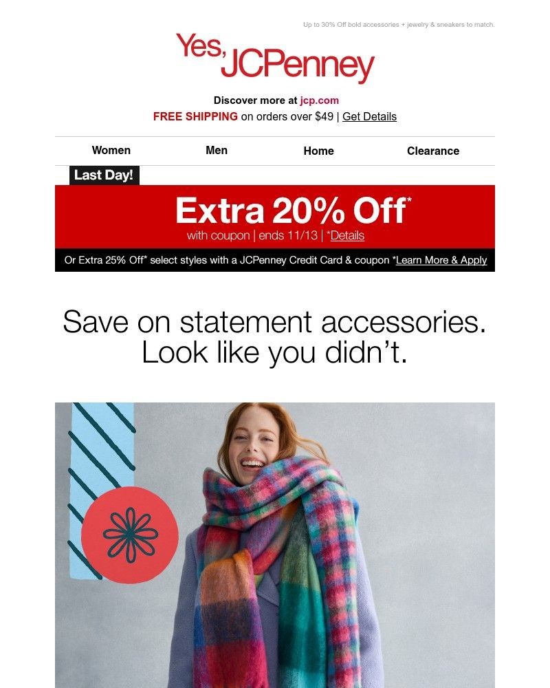 Screenshot of email sent to a JCPenney Newsletter subscriber