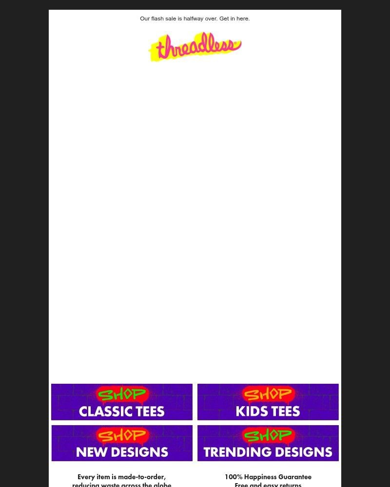 Screenshot of email sent to a Threadless Newsletter subscriber