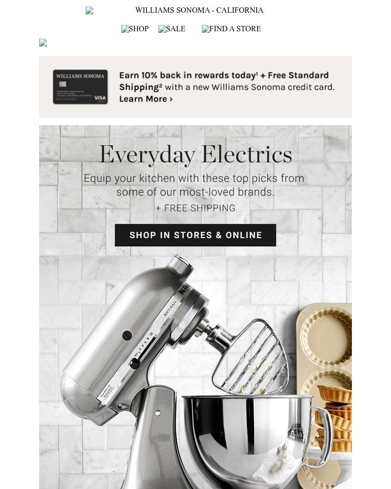 Screenshot of email sent to a Williams Sonoma Newsletter subscriber