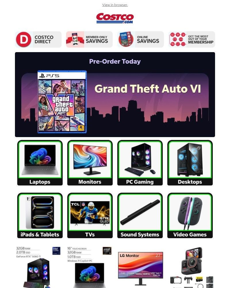 Screenshot of email sent to a Costco Newsletter subscriber