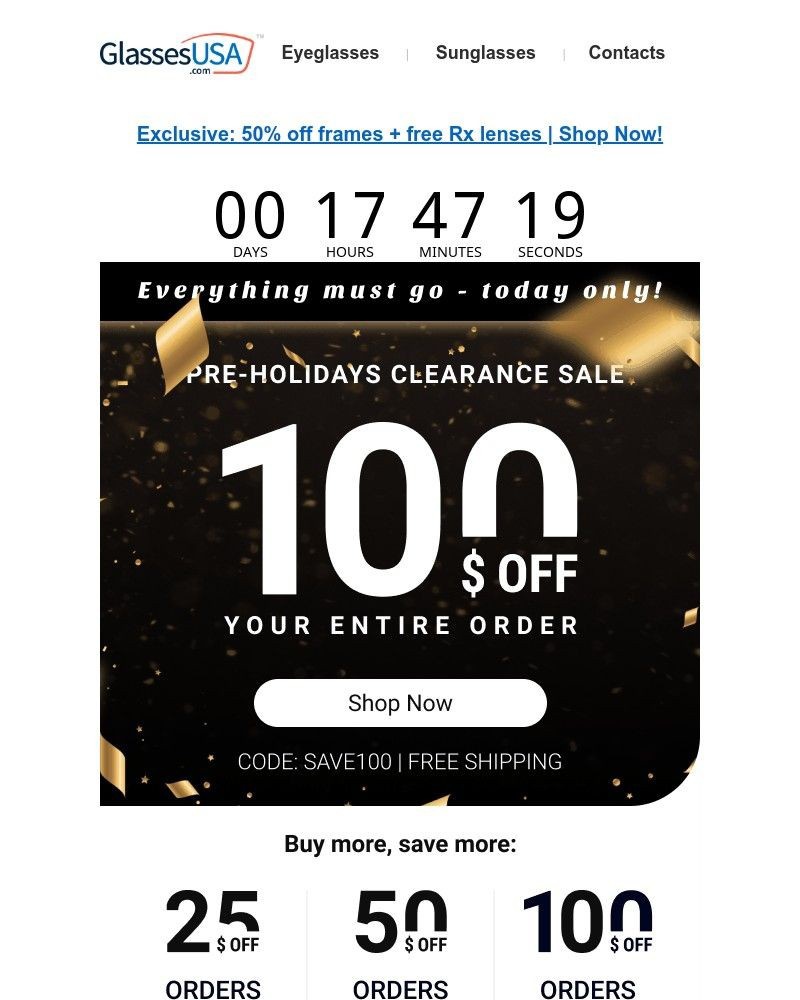 Screenshot of email with subject /media/emails/pre-holidays-clearance-sale-today-only-4960d5-cropped-8c15c603.jpg