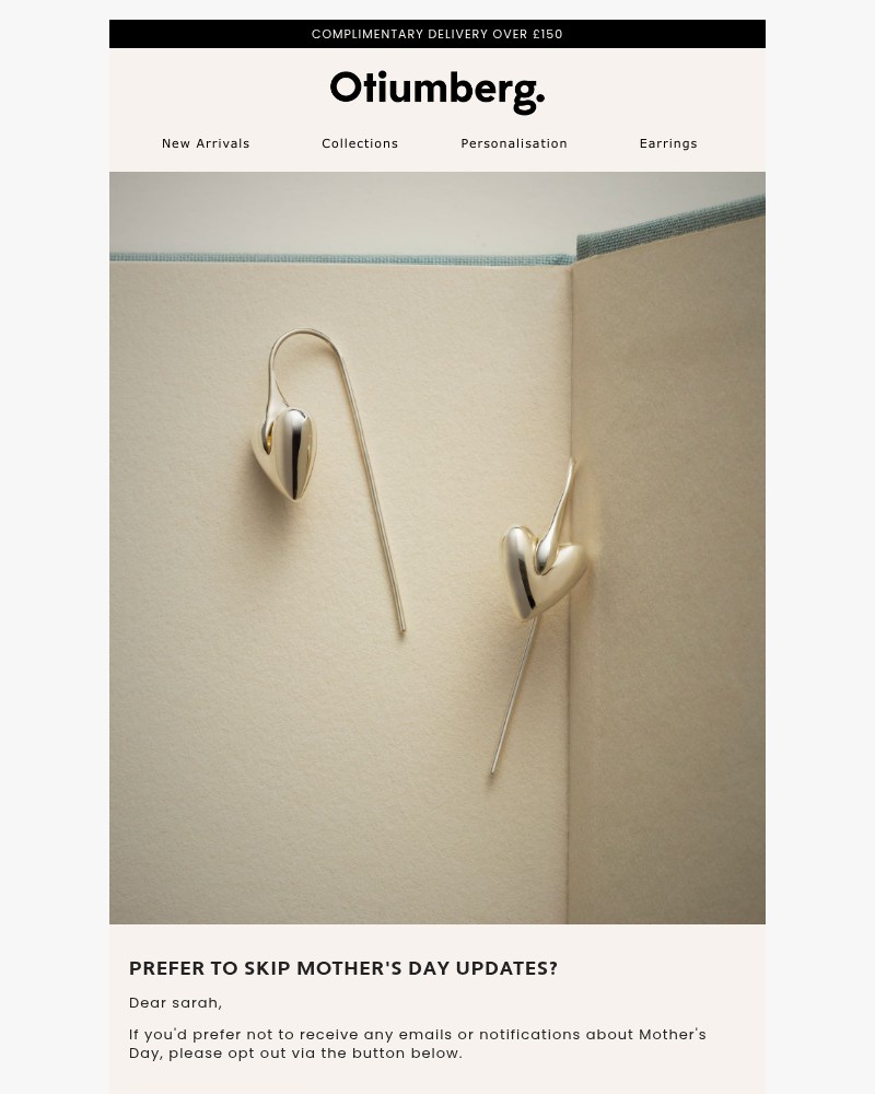 Screenshot of email sent to a Otiumberg Cart abandoner