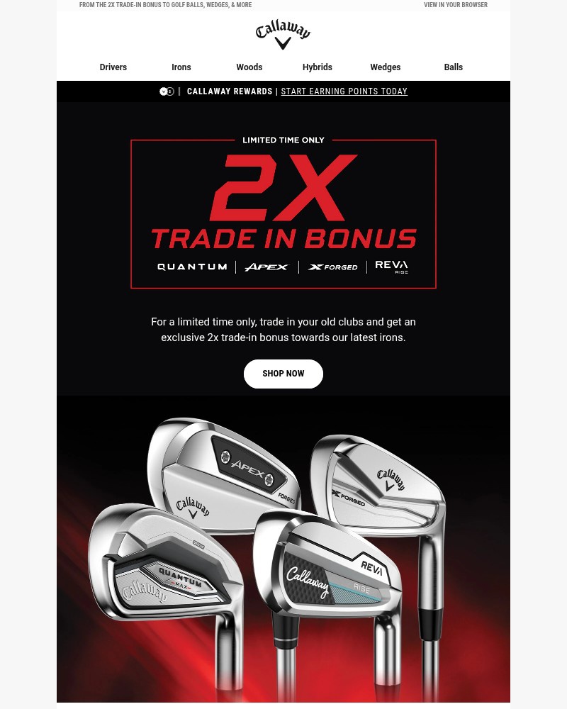 Screenshot of email sent to a Callaway Golf Newsletter subscriber