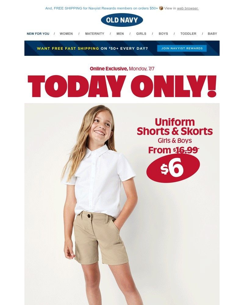 Screenshot of email with subject /media/emails/prep-and-stock-up-snag-6-uniform-shorts-for-kids-50-off-everything-online-f5a1a8-_Mx4wEoE.jpg