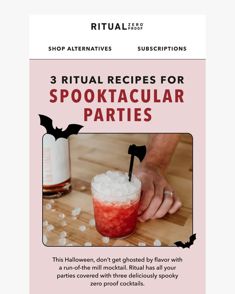 Screenshot of email sent to a Ritual Zero Proof Newsletter subscriber