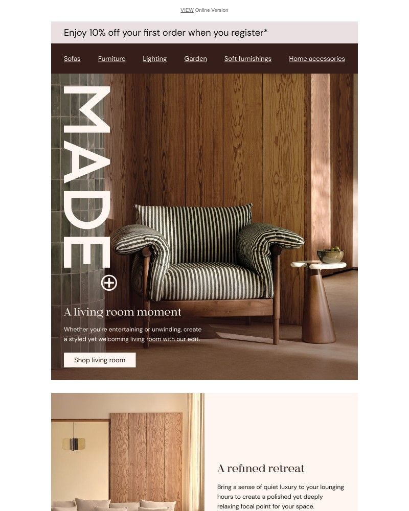 Screenshot of email sent to a Made Customer