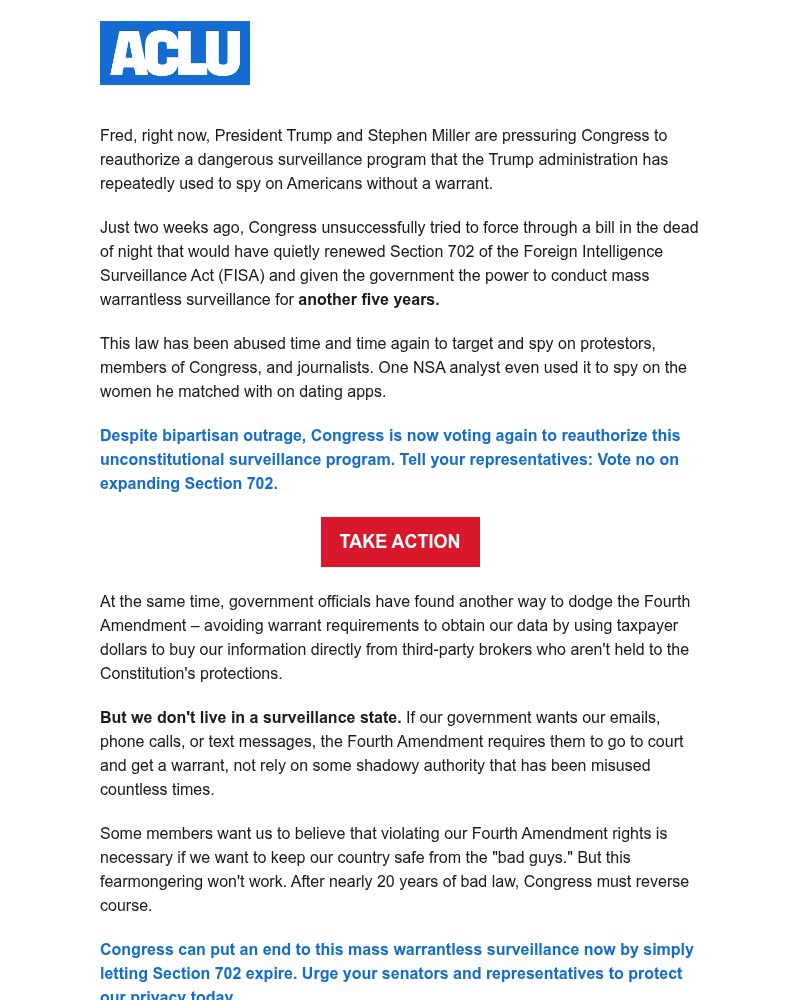 Screenshot of email with subject /media/emails/president-trump-and-stephen-miller-are-secretly-spying-on-us-without-a-warrant-ca_2Hmt0qS.jpg