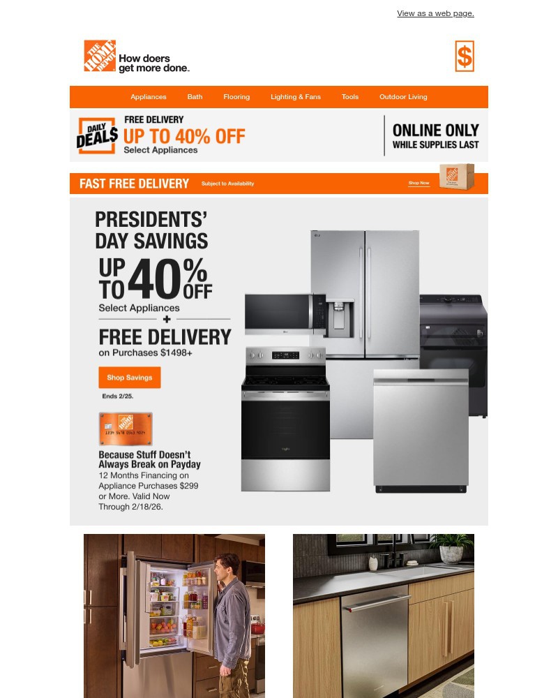 Screenshot of email sent to a Home Depot Newsletter subscriber
