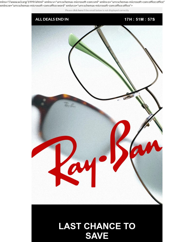Screenshot of email sent to a Ray-Ban Newsletter subscriber