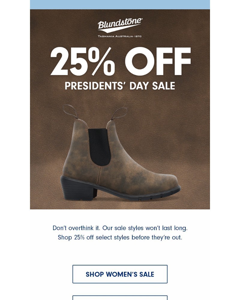 Screenshot of email sent to a Blundstone Newsletter subscriber