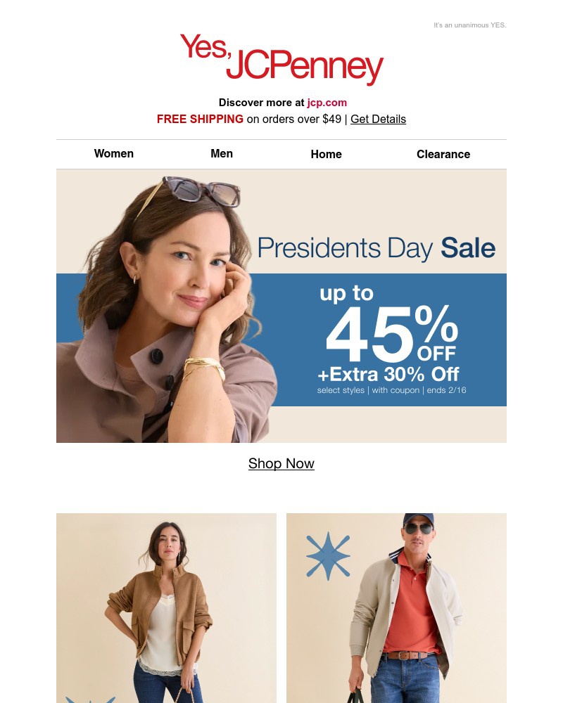 Screenshot of email sent to a JCPenney Newsletter subscriber