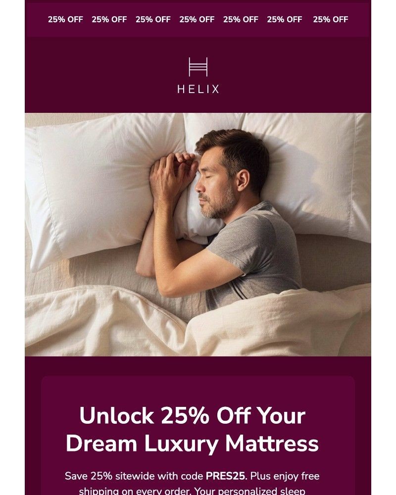 Screenshot of email sent to a Helix Newsletter subscriber