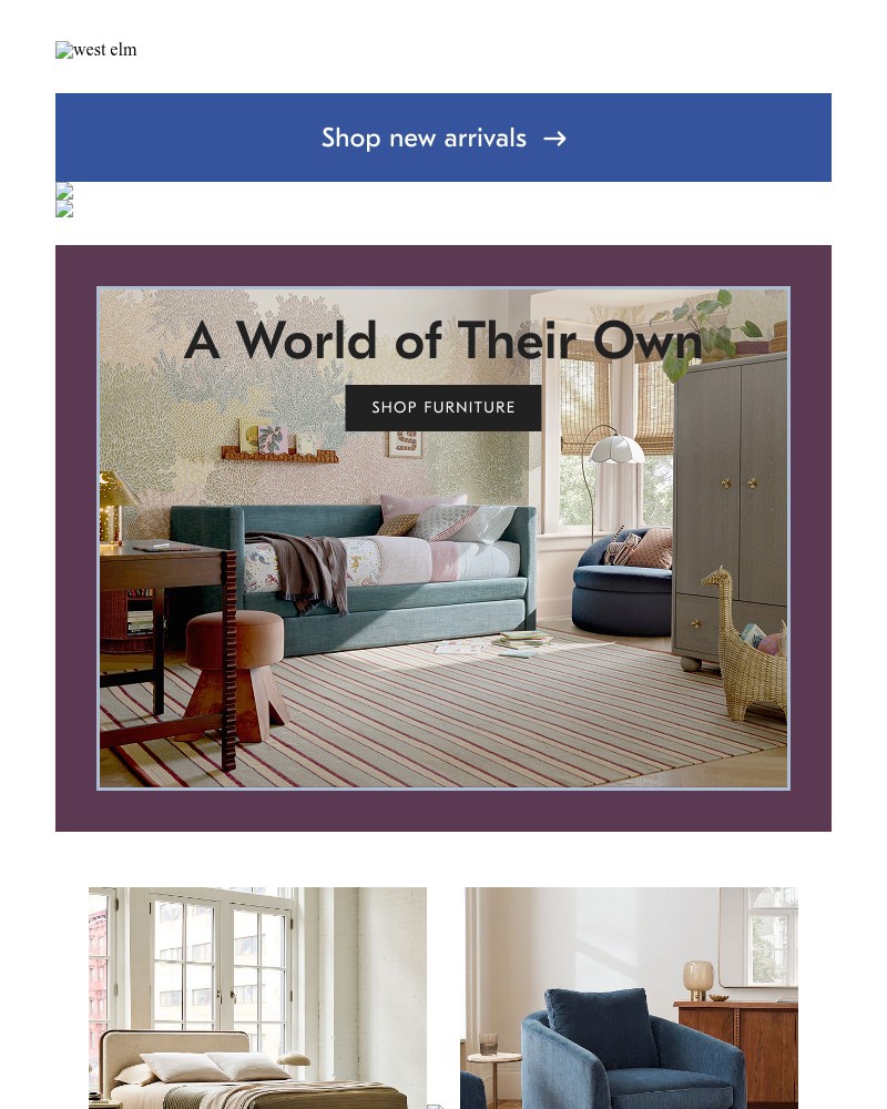 Screenshot of email sent to a Pottery Barn Newsletter subscriber