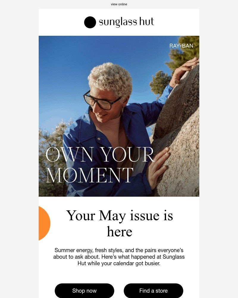 Screenshot of email sent to a Sunglass Hut Newsletter subscriber