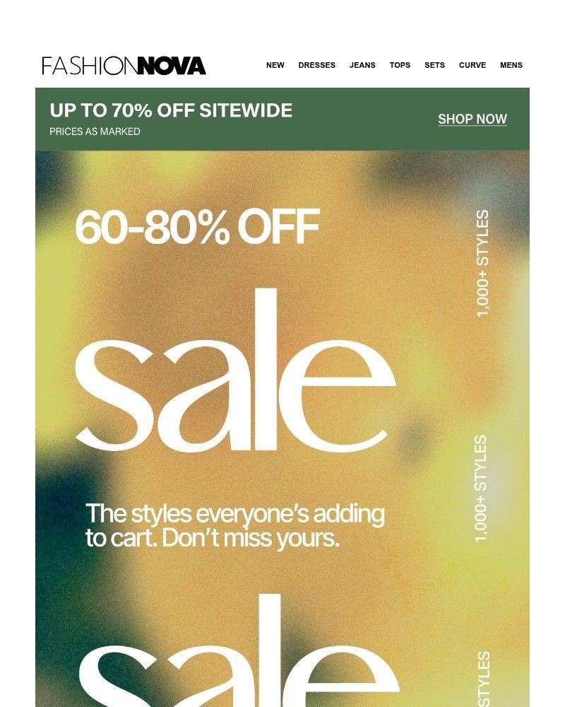 Screenshot of email sent to a Fashion Nova Registered user