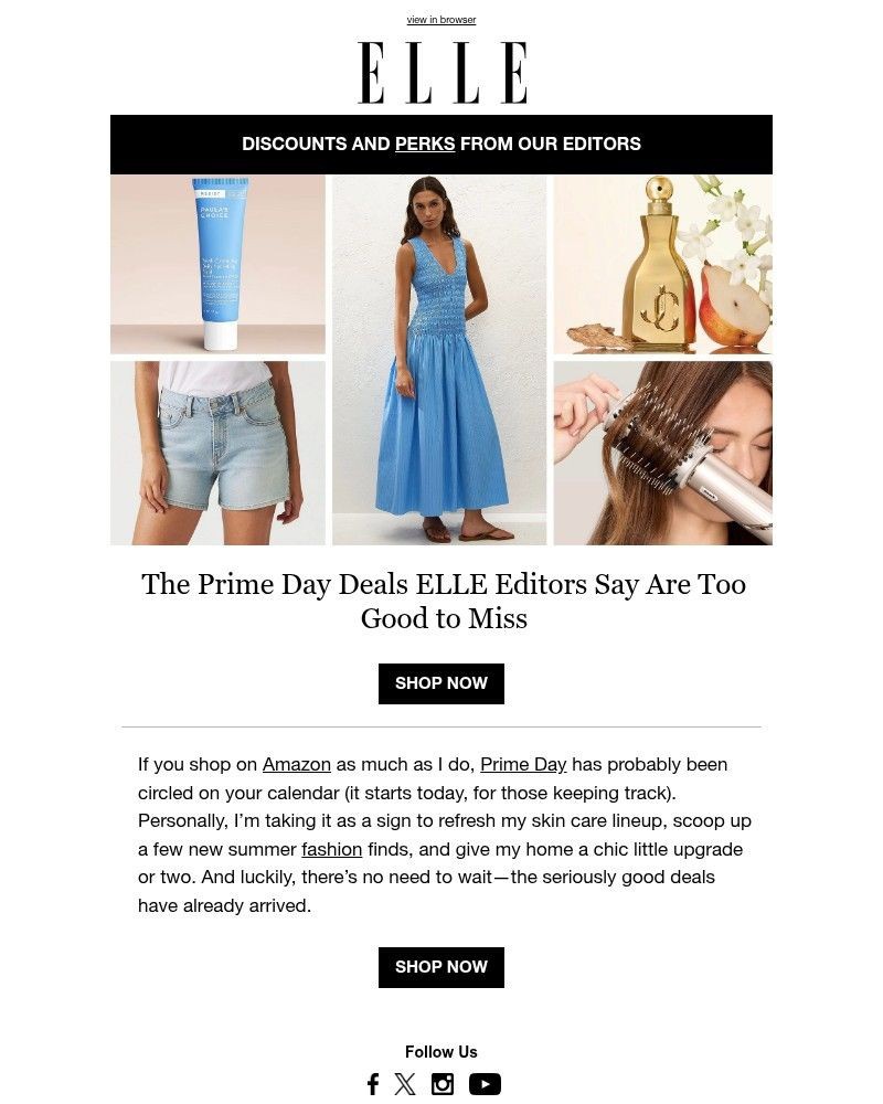 Screenshot of email sent to a Elle Newsletter subscriber