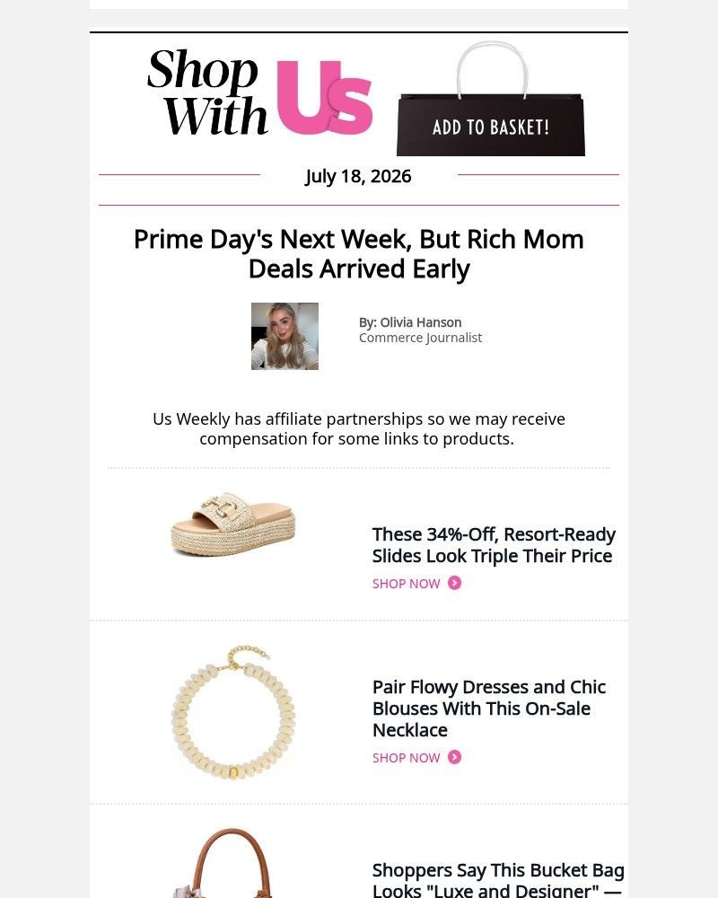 Screenshot of email sent to a Us Weekly Newsletter subscriber
