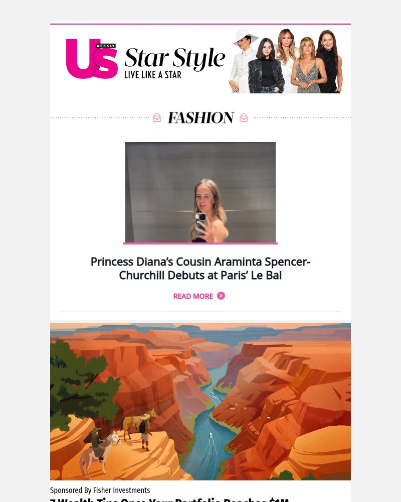 Screenshot of email sent to a Us Weekly Newsletter subscriber