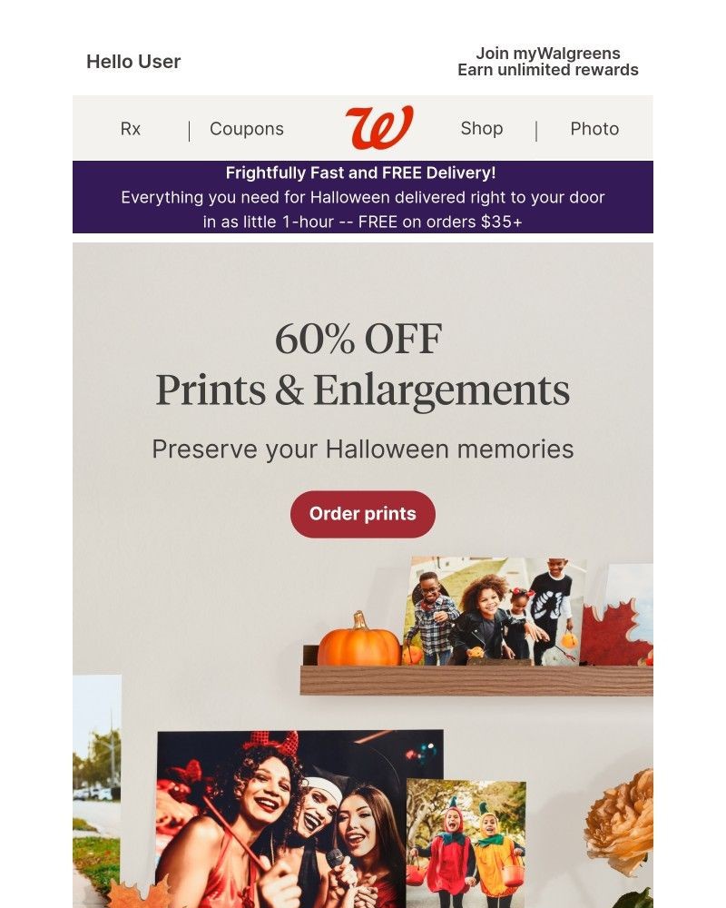 Screenshot of email sent to a Walgreens Registered user