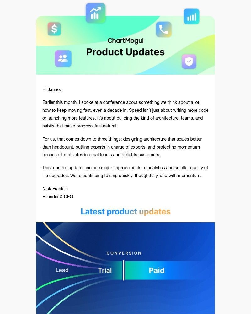 Screenshot of email with subject /media/emails/product-news-new-ways-to-automate-track-and-move-faster-in-chartmogul-aea520-crop_ieNpeZJ.jpg