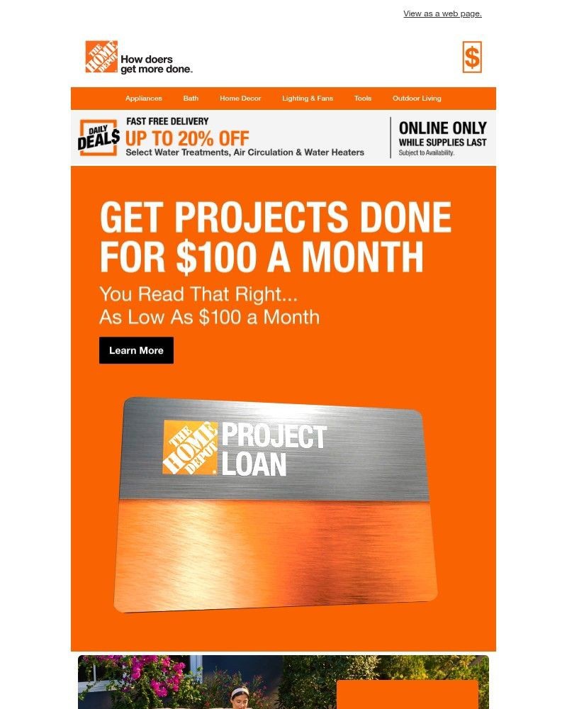Screenshot of email sent to a Home Depot Newsletter subscriber