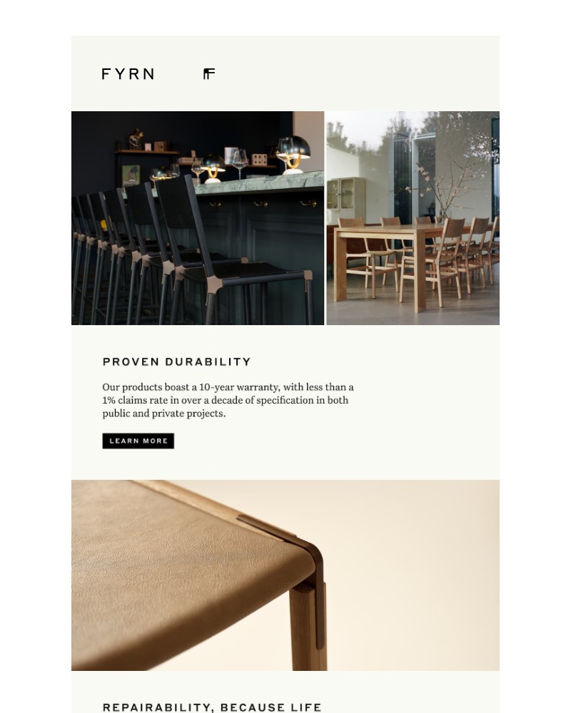 Screenshot of email sent to a Fyrn Newsletter subscriber