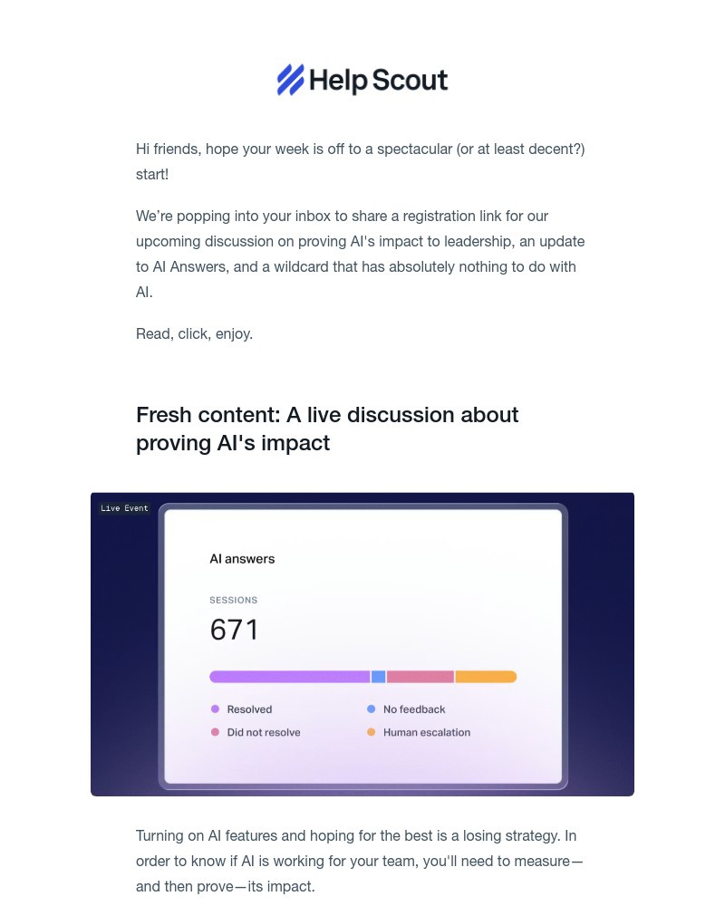 Screenshot of email sent to a Help Scout Trial user