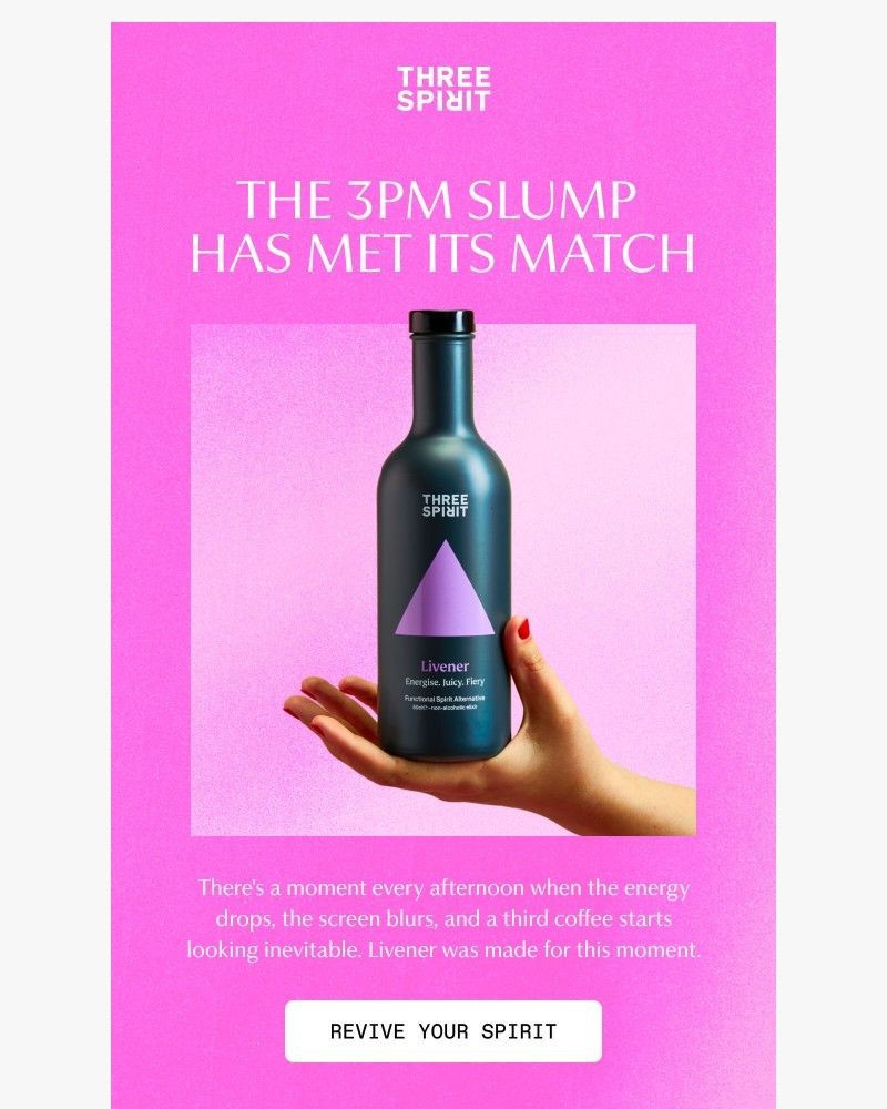 Screenshot of email sent to a Three Spirit Newsletter subscriber