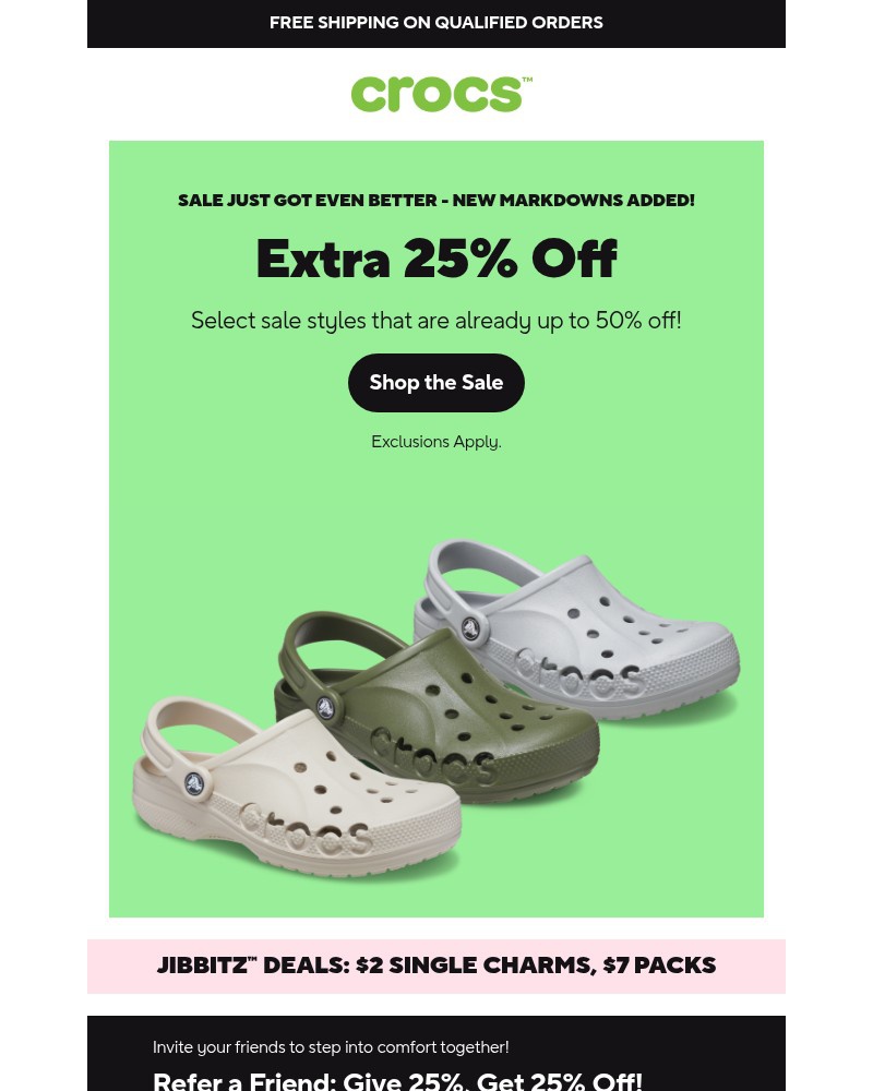 Screenshot of email sent to a Crocs Newsletter subscriber