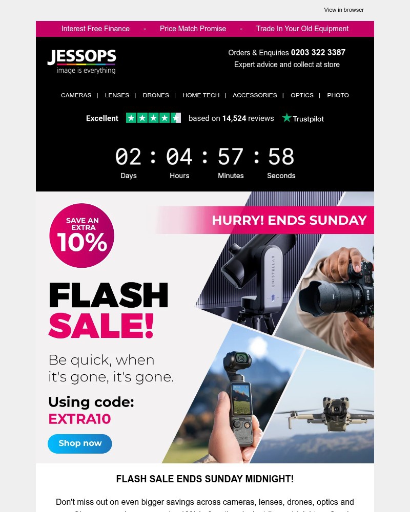 Screenshot of email sent to a Jessops Newsletter subscriber