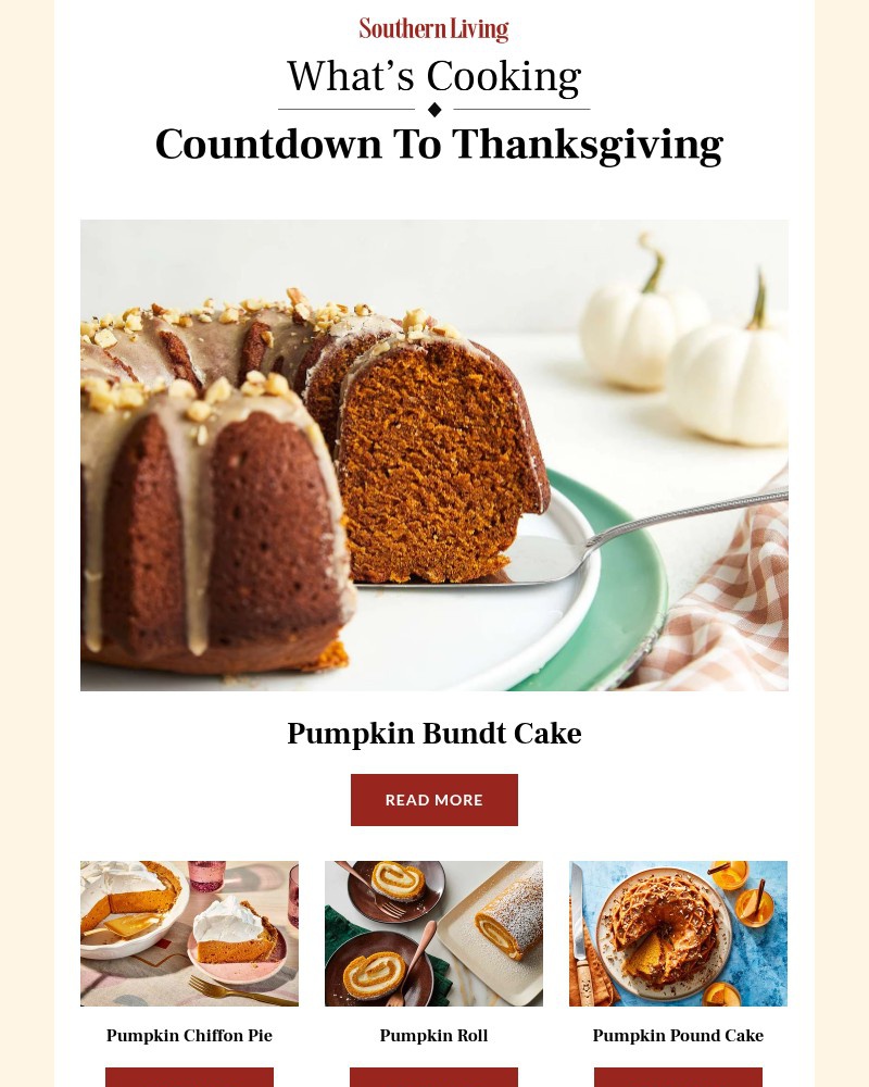 Screenshot of email sent to a Southern Living Newsletter subscriber